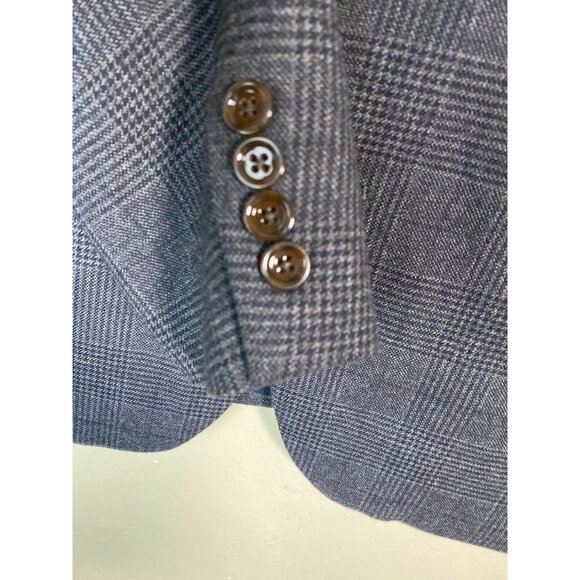J. Crew Mens Gray Glen Plaid Wool Blazer Size 40S 2Button Notch Lapel Lined Blue - Picture 10 of 16